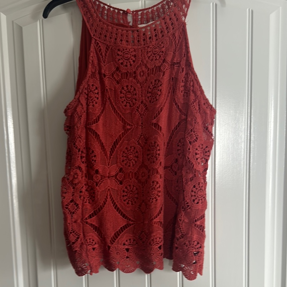 Adiva Red Cropped Embellished Tank Top
